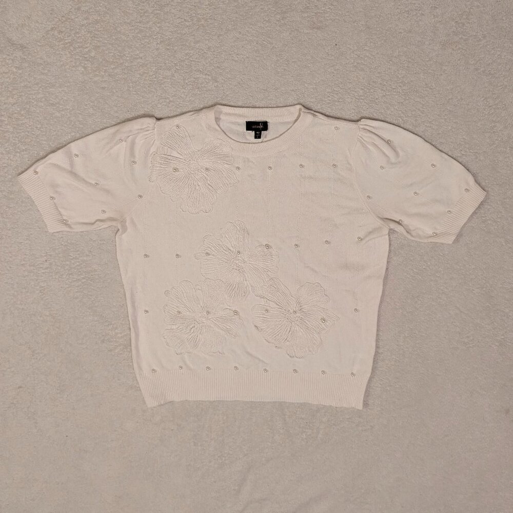 Ontwelfth Embroidered Floral Pearl Sweater